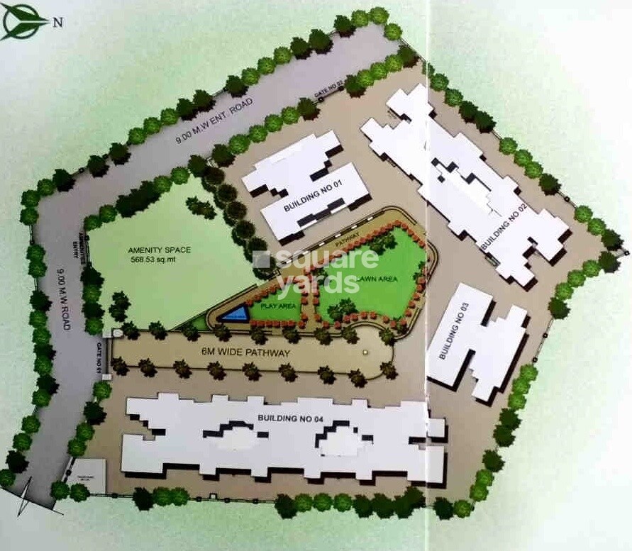 Rachana-Greens_an aerial view of a city with a train on the tracks