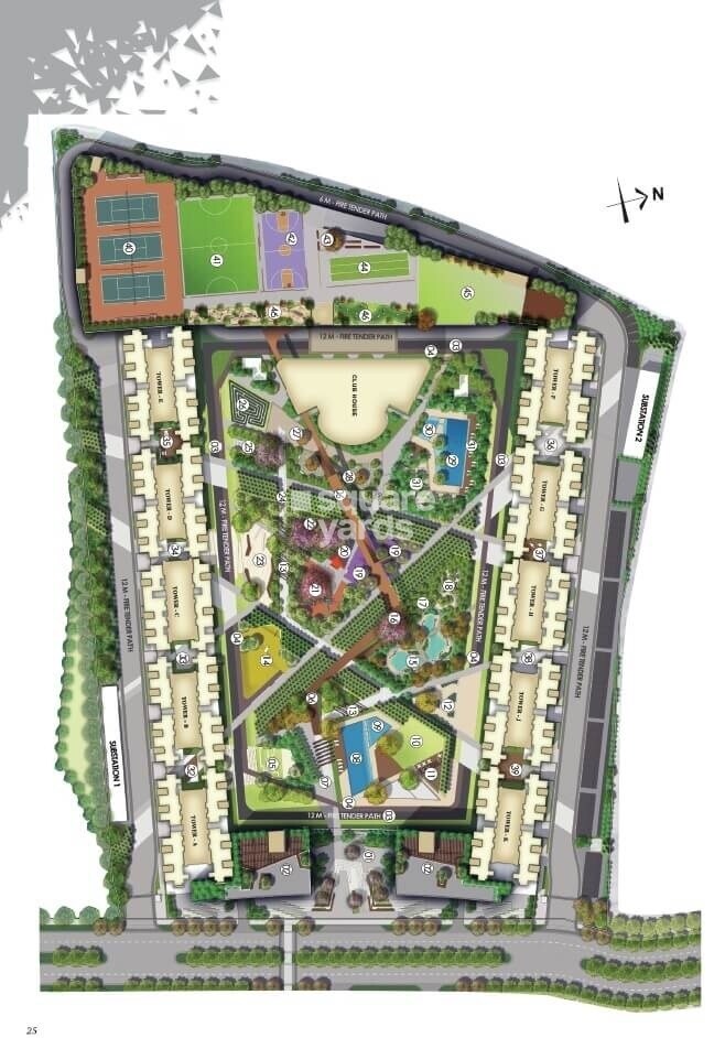 Raymond-Realty-Phase-II_an aerial view of a building with a clock on it