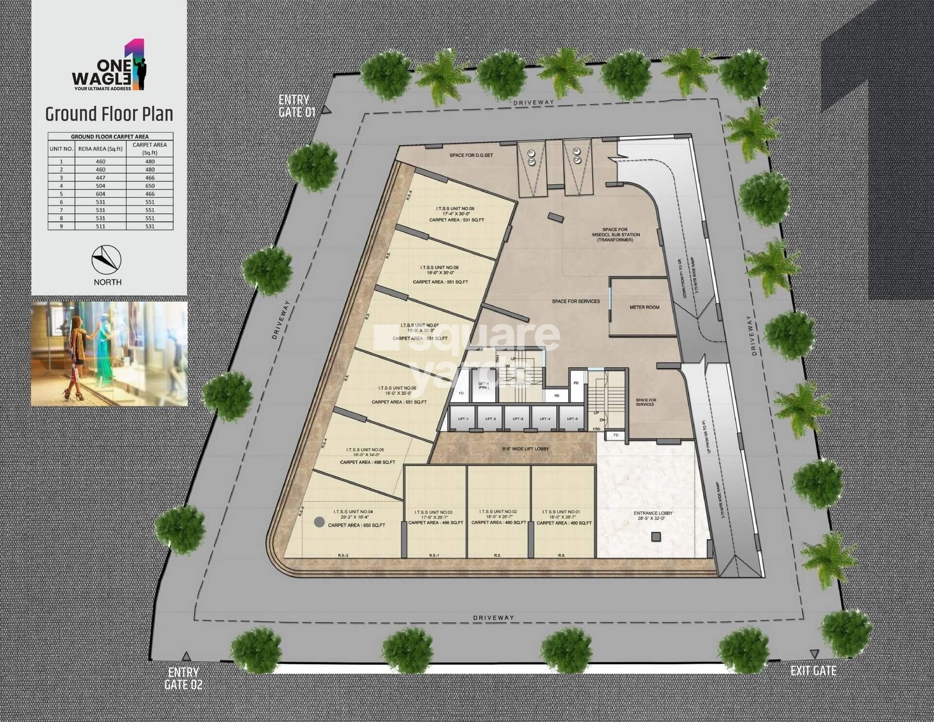 Sagar-Nirman-One-Wagle_an aerial view of a building with a clock on it
