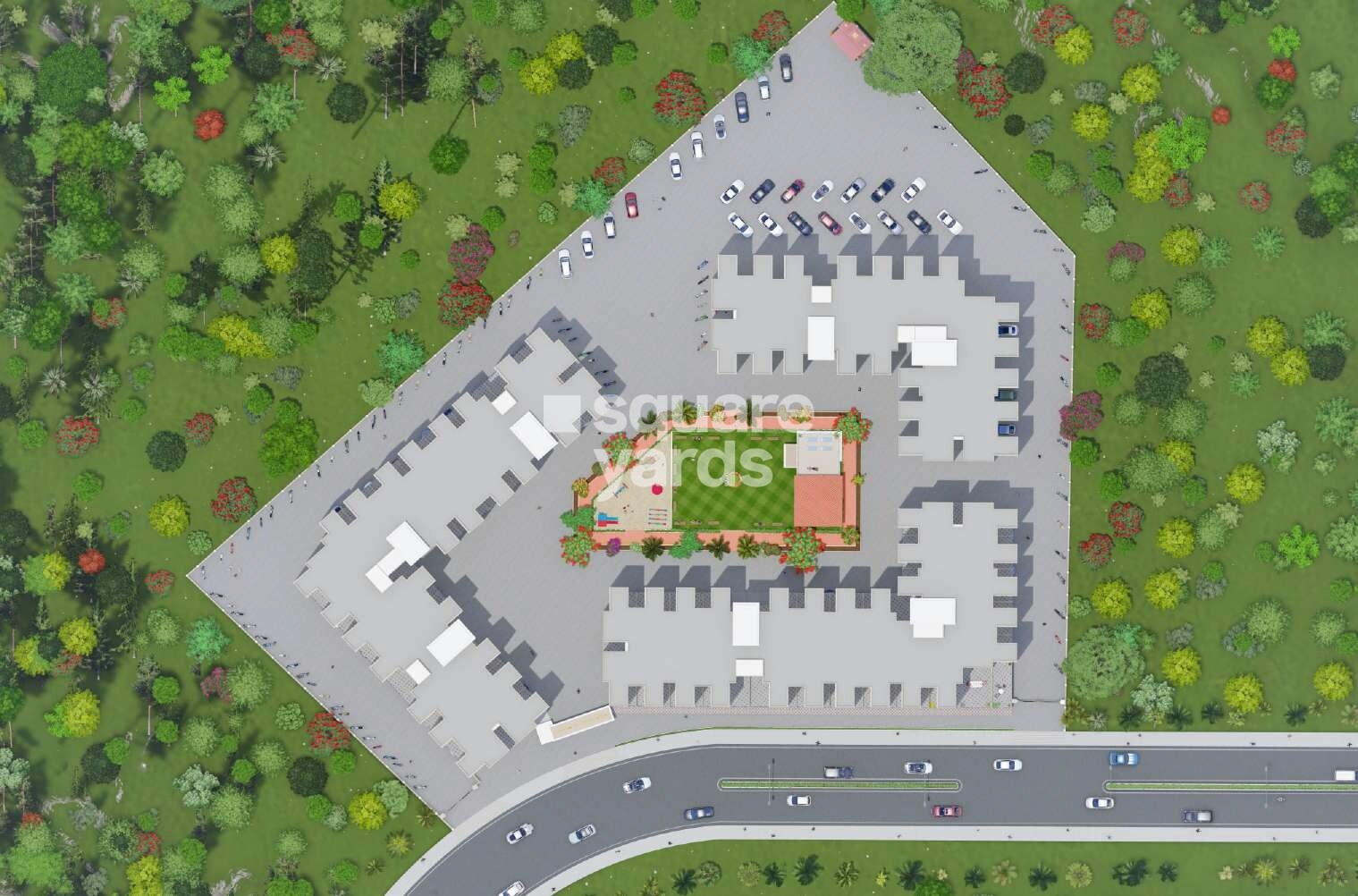 Shree-Usha-Residency_a large building with a baseball field on top of it