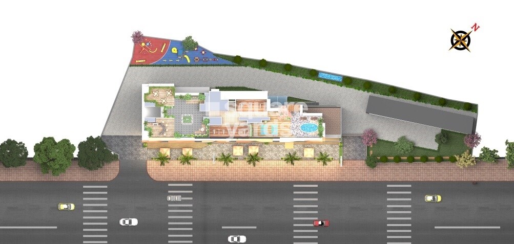 Siddhi-Highland-Windson-Heights_a large building with a cartoon character on top of it