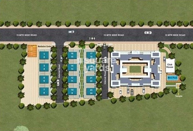 The-Chalets-Avenue_an aerial view of a field with a large building