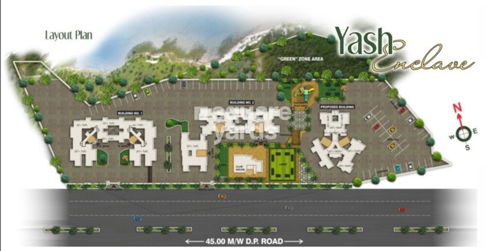 Yash-Enclave_an aerial view of a street scene with cars and buildings