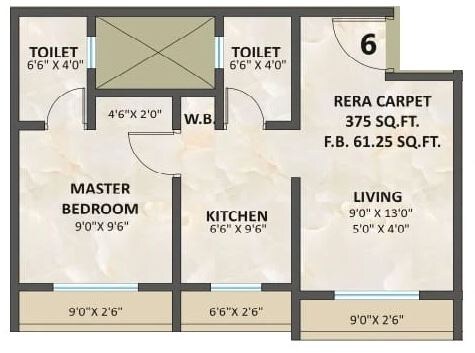 Floor plan of 1 BHK 461 Sq. Ft. Apartment in A H Sapphire, Thane