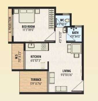 a plus golden corner apartment 1bhk 377sqft 61