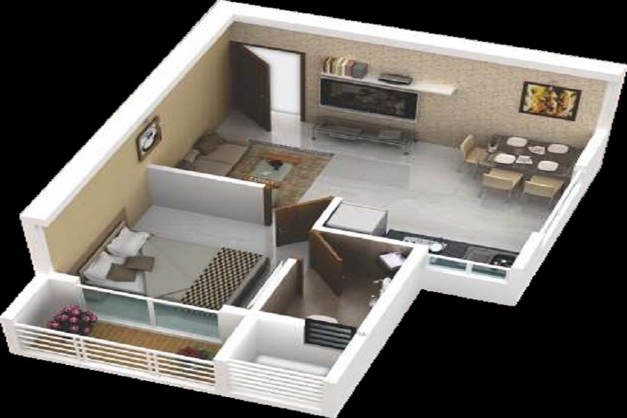 Floor plan of 1 BHK 294 Sq. Ft. Apartment in A Plus Trishul Golden Ville, Thane