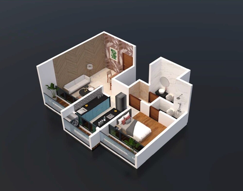 Floor plan of 1 BHK 408 Sq. Ft. Apartment in Aarambh Shubharambh Residency, Thane