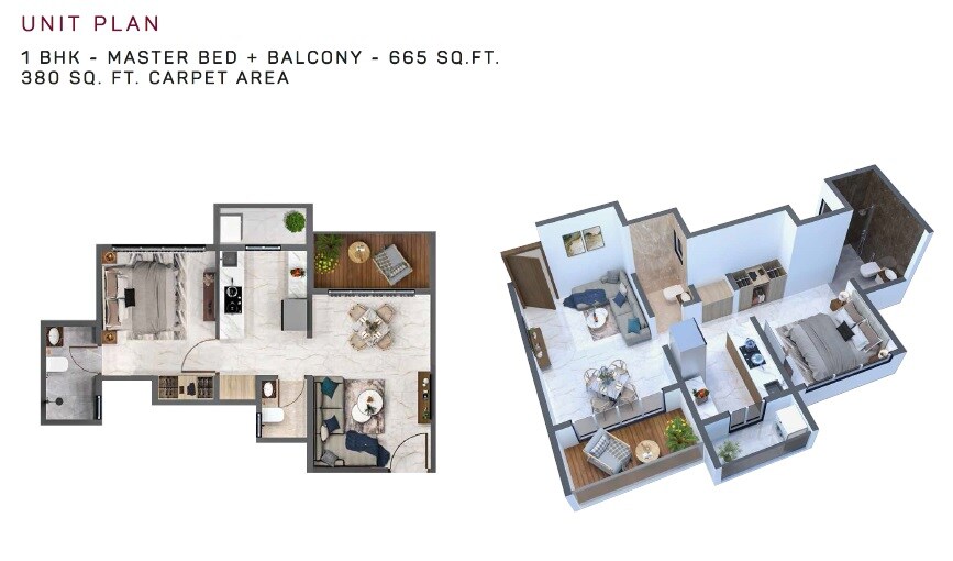 Floor plan of 1 BHK Apartment - 380 sq. ft. in Aarav Subhash Residency, Thane