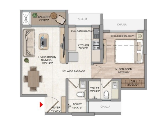 1 BHK 448 Sq. Ft. Apartment