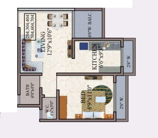 1 BHK 394 Sq. Ft. Apartment