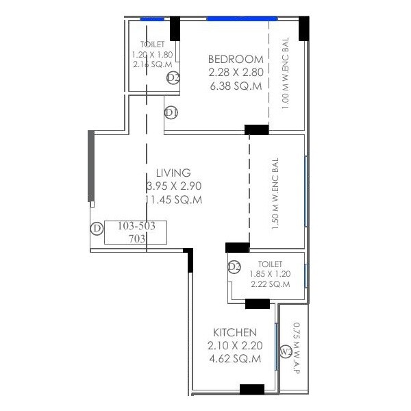 1 BHK 326 Sq. Ft. Apartment