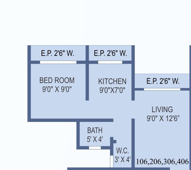Floor plan of 1 BHK 230 Sq. Ft. Apartment in Aashray Aanand, Thane