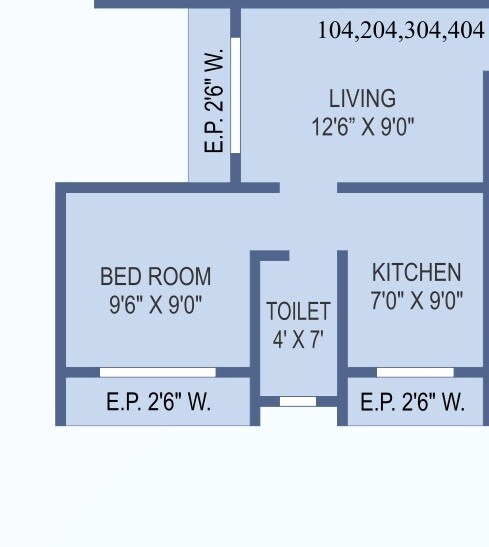 Floor plan of 1 BHK 342 Sq. Ft. Apartment in Aashray Aanand, Thane