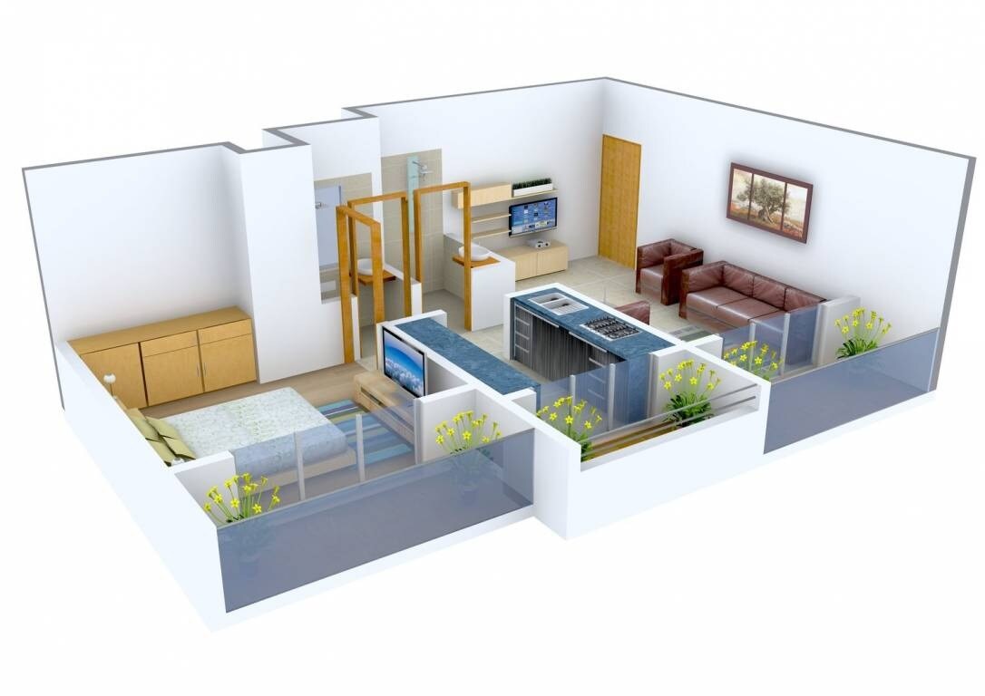 Floor plan of 1 BHK 725 Sq. Ft. Apartment in Abhay Sheetal Complex, Thane