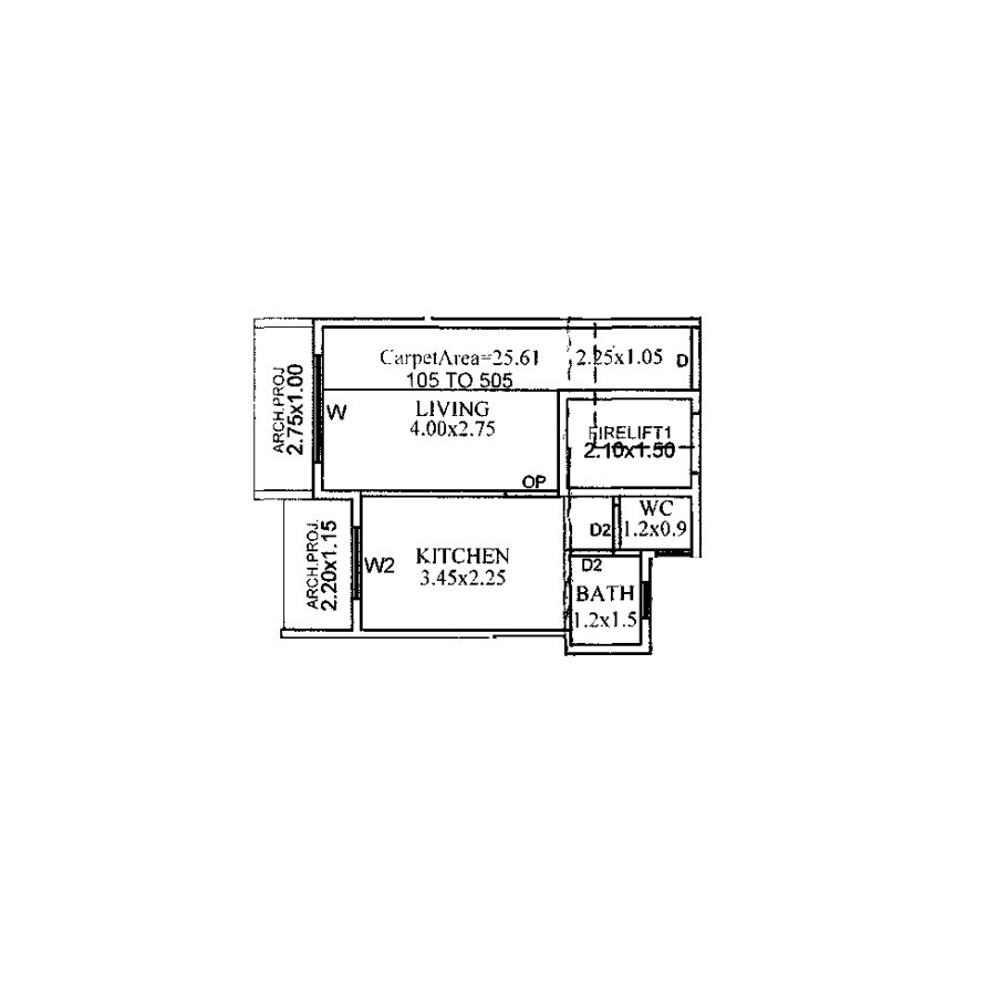 Floor plan of 276 Sq. Ft. Studio in Abhishek City Pride NX, Thane