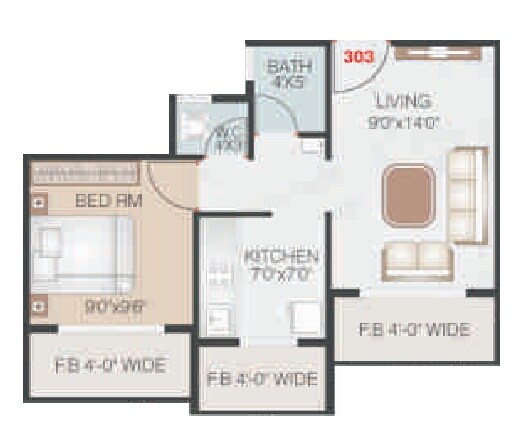 1 BHK 452 Sq. Ft. Apartment