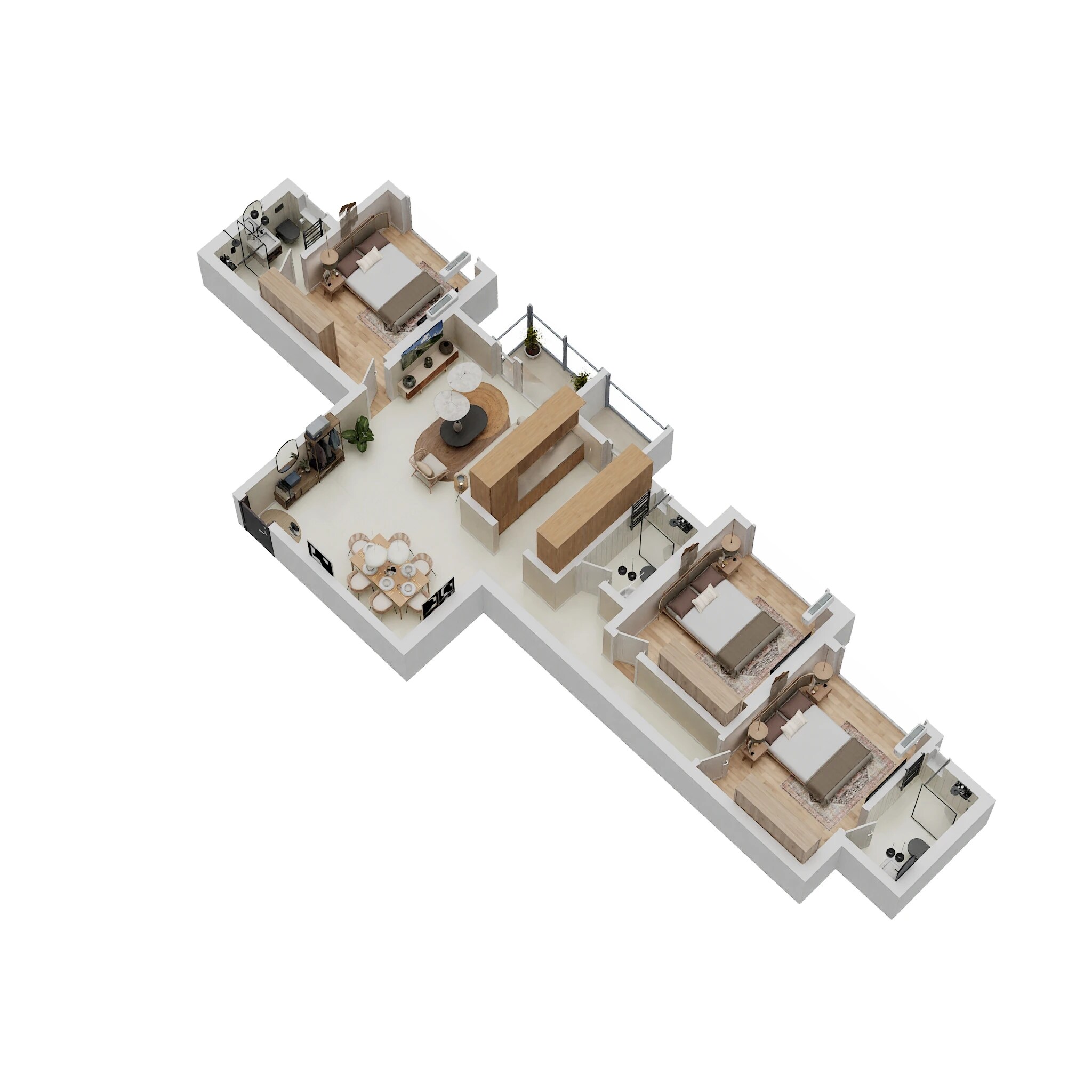 Floor plan of 3 BHK 1098 Sq. Ft. Apartment in Ace Debonair Classic, Thane