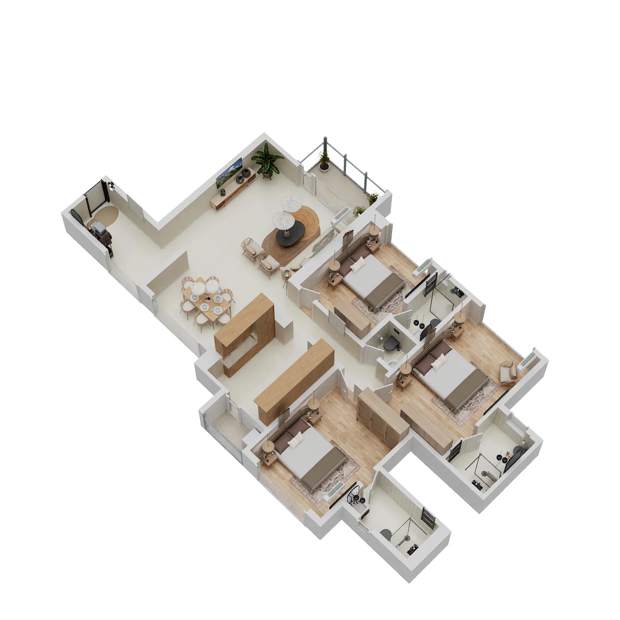 Floor plan of 3 BHK 1417 Sq. Ft. Apartment in Ace Debonair Classic, Thane