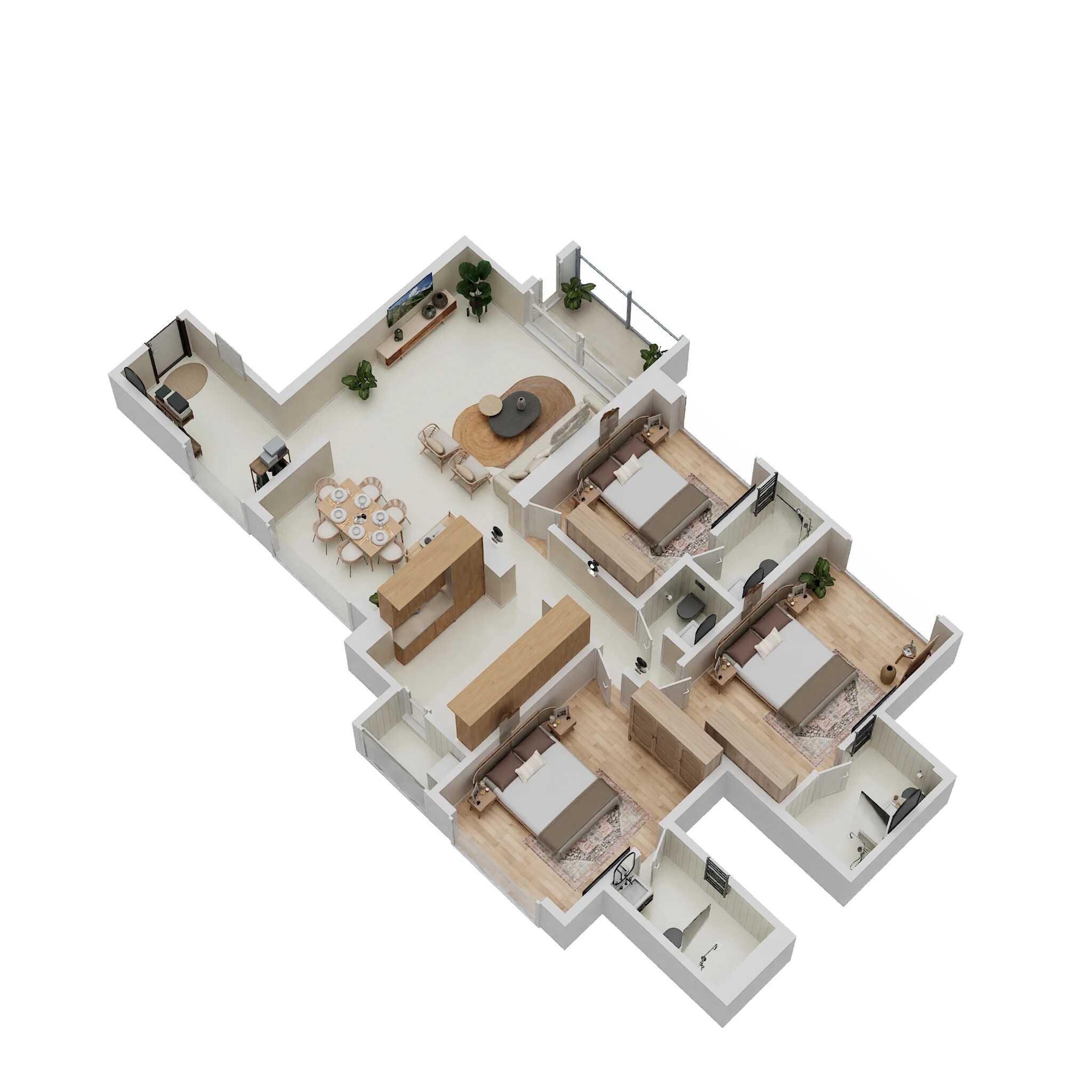 Floor plan of 4 BHK 2206 Sq. Ft. Apartment in Ace Debonair Classic, Thane