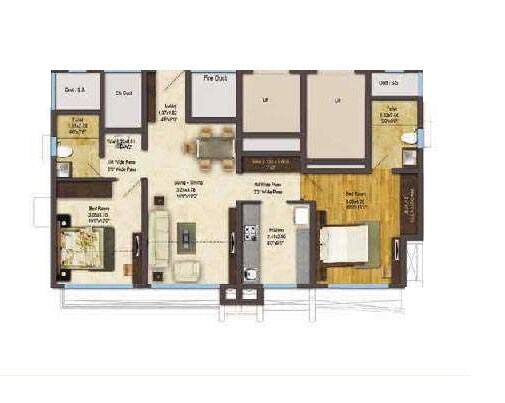 Floor plan of 2 BHK 725 Sq. Ft. Apartment in Acme Alpinia, Thane