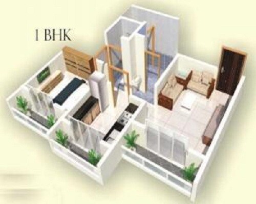 Floor plan of 1 BHK 241 Sq. Ft. Apartment in Adinath Manas Hills, Thane