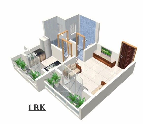 Floor plan of 225 Sq. Ft. Studio in Adinath Manas Hills, Thane