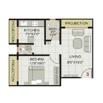1 BHK 380 Sq. Ft. Apartment
