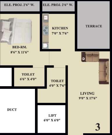 1 BHK 272 Sq. Ft. Apartment in Aditya Platinum