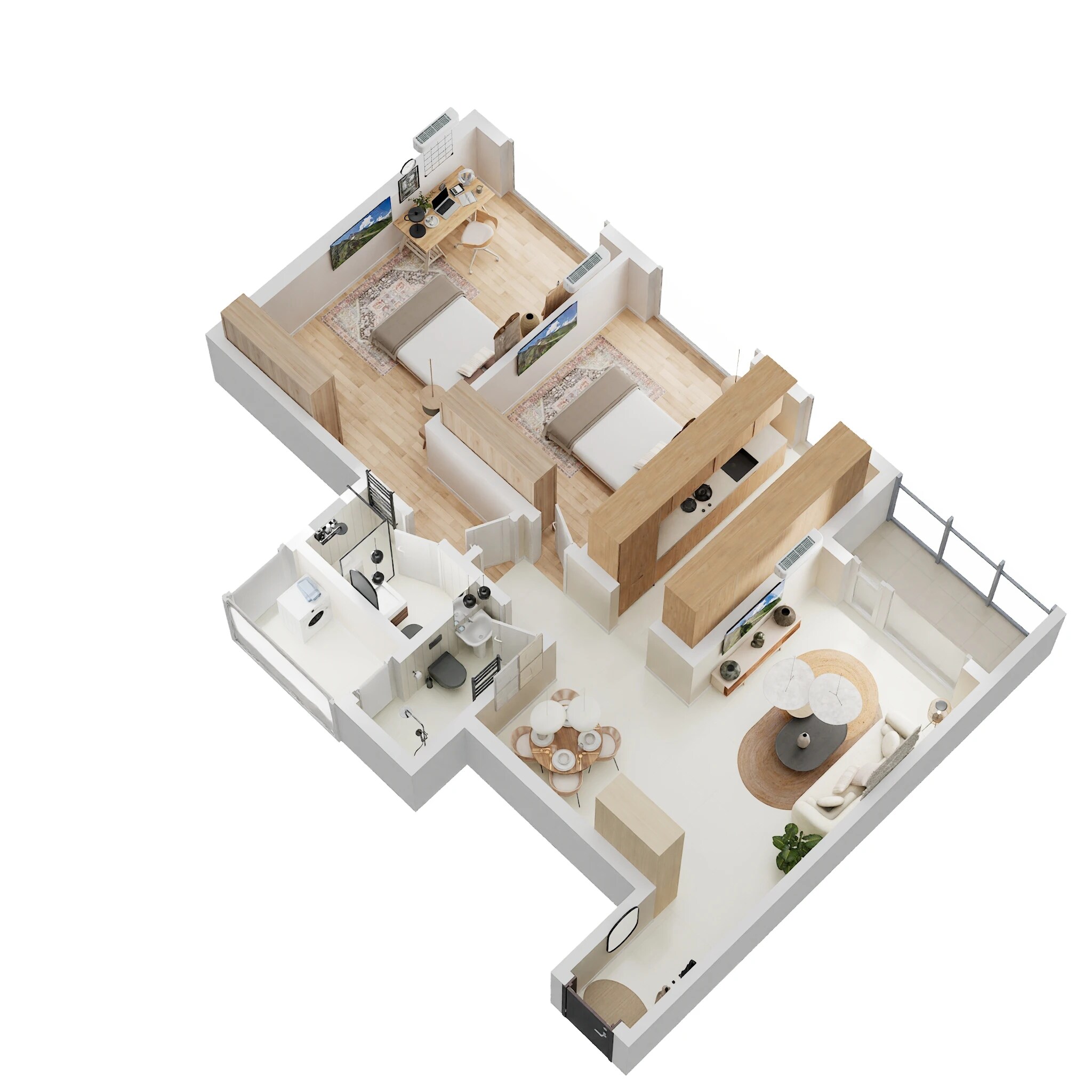 Floor plan of 2 BHK 873 Sq. Ft. Apartment in Adityaraj Sahyadri, Thane