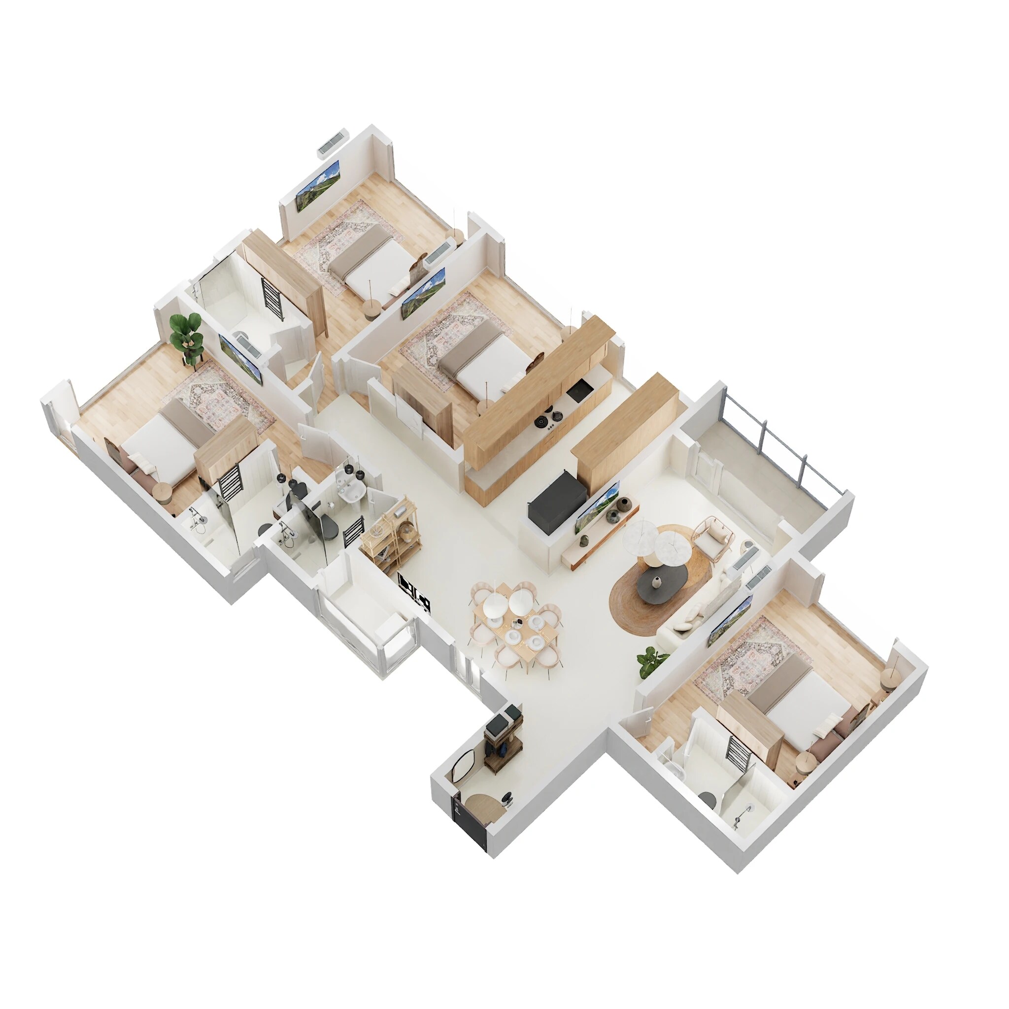 Floor plan of 4 BHK 1388 Sq. Ft. Apartment in Adityaraj Sahyadri, Thane