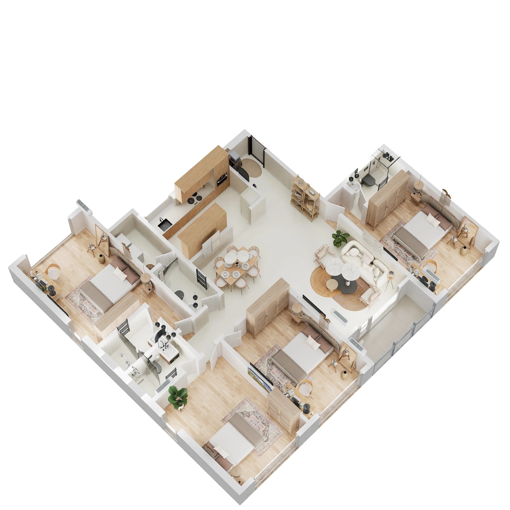 Floor plan of 4 BHK 1537 Sq. Ft. Apartment in Adityaraj Sahyadri, Thane