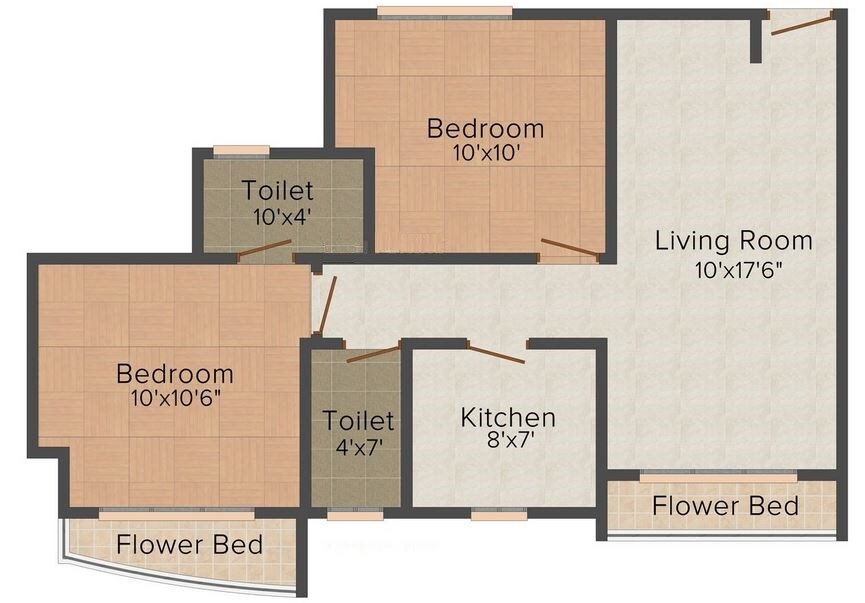 Floor plan of 2 BHK 951 Sq. Ft. Apartment in Aggarwal Sumeet Elegance, Thane