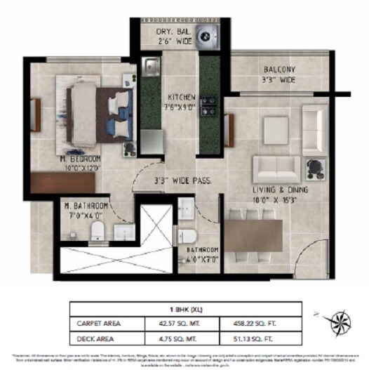  1 BHK Apartment at Ajmera Crosstown One, Kalyan West – for Rent