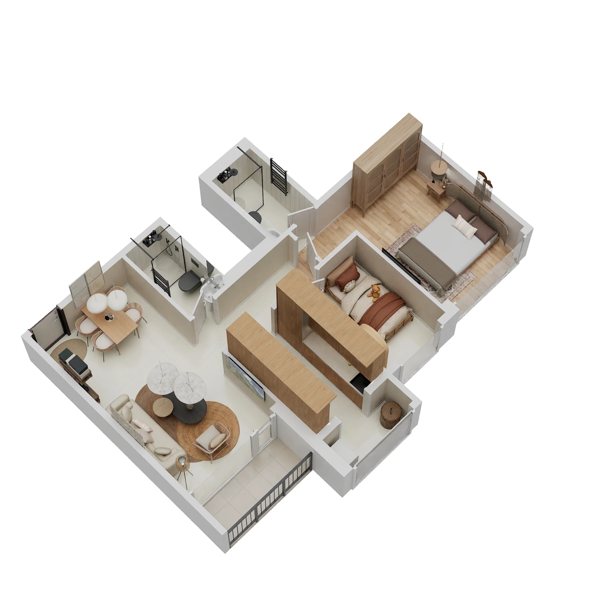 Floor plan of 2 BHK 553 Sq. Ft. Apartment in Ajmera Crosstown One, Thane