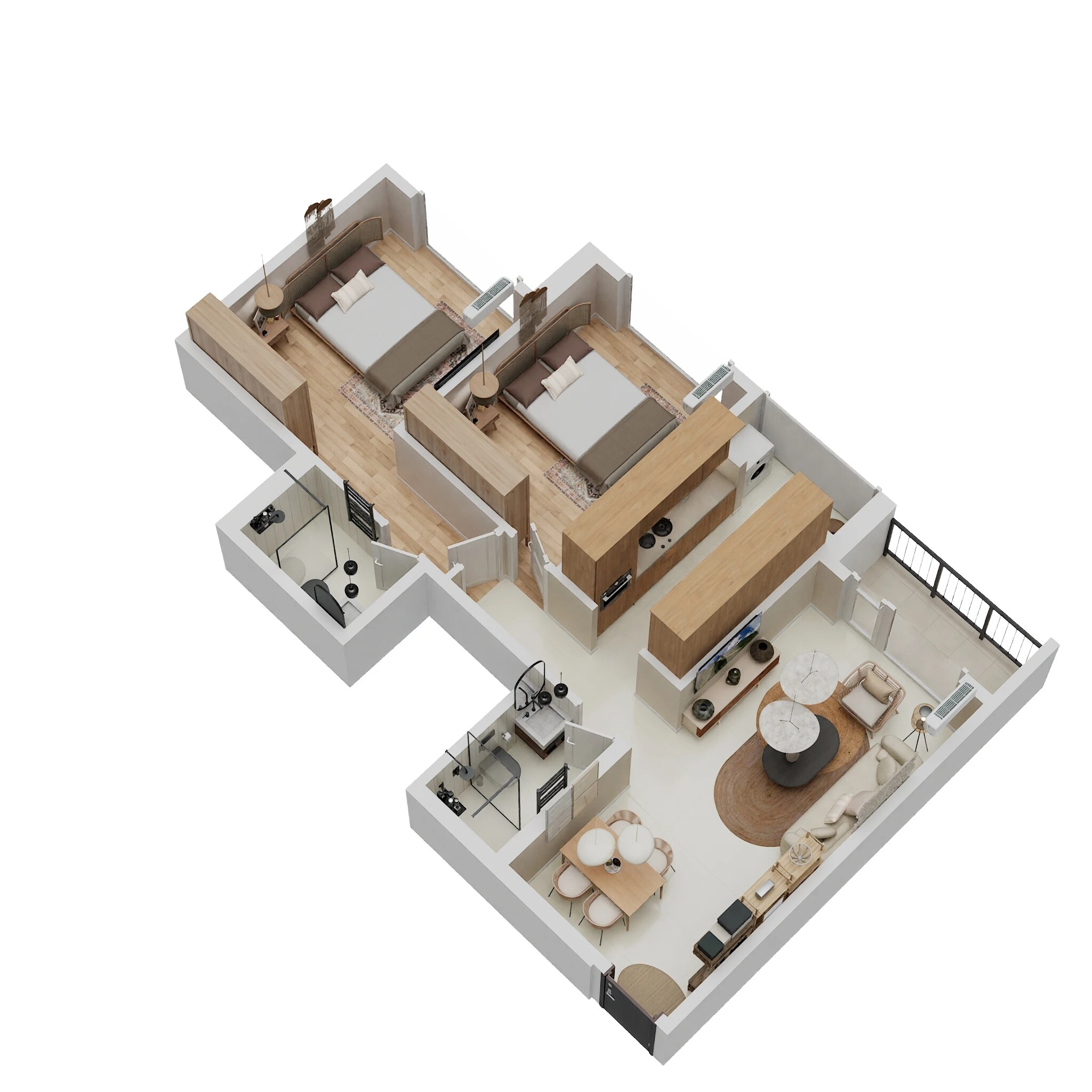 Floor plan of 2 BHK 659 Sq. Ft. Apartment in Ajmera Crosstown One, Thane
