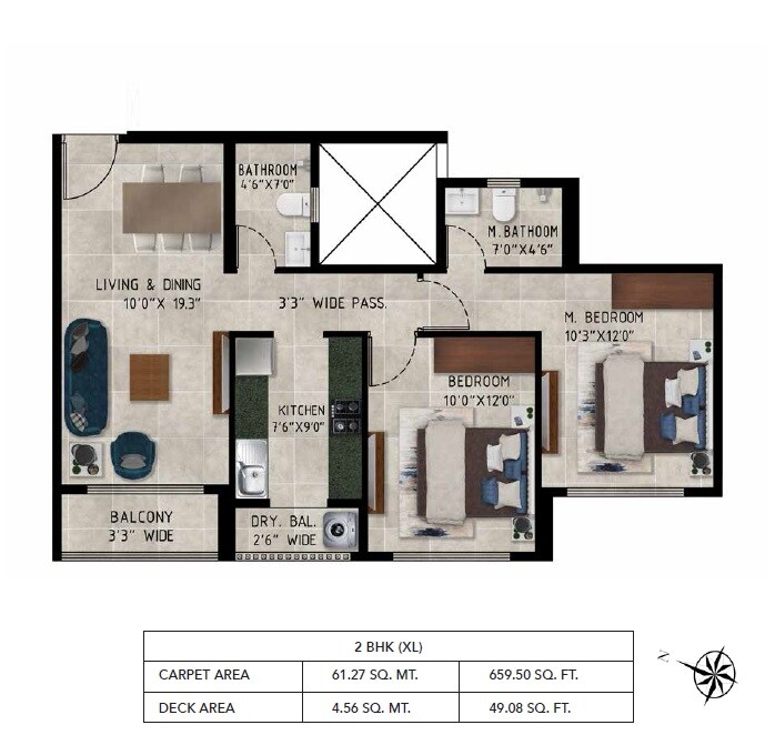  2 BHK Apartment at Ajmera Crosstown One, Kalyan West – for Rent