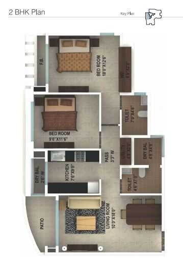 2 BHK 925 Sq. Ft. Apartment