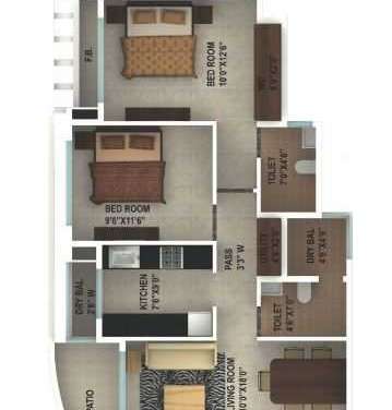 ajmera emerald apartment 2 bhk 925sqft 20204613134643