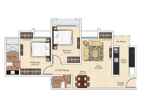 ajmera heritage city apartment 2 bhk 636sqft 20233129153135