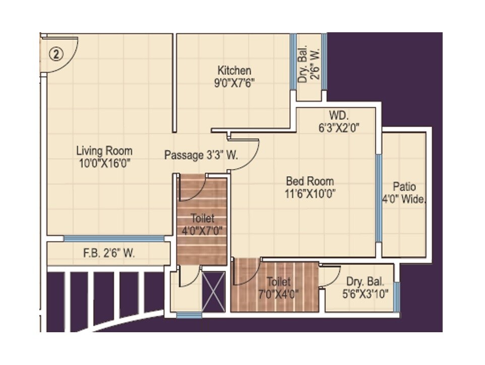 Floor plan of 1 BHK 417 Sq. Ft. Apartment in Ajmera New Era, Thane
