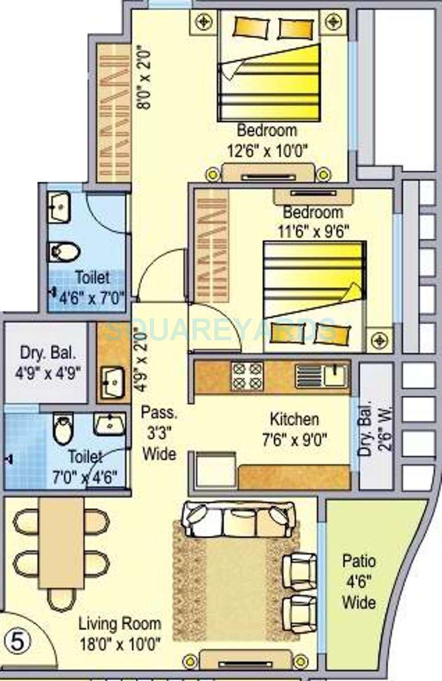 2 BHK 925 Sq. Ft. Apartment in Ajmera Rosemary And Rosewood