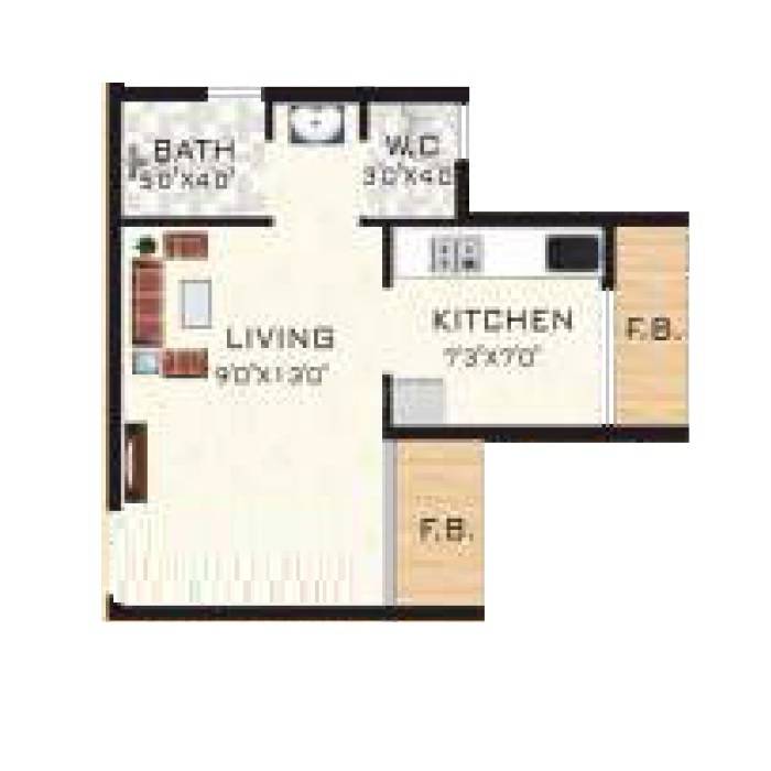 Floor plan of 249 Sq. Ft. Studio in Akshar Atmiya Luxuria, Thane