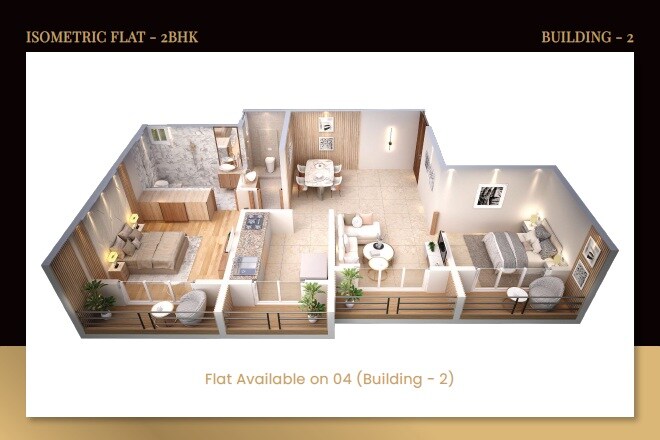 2 BHK 580 Sq. Ft. Apartment