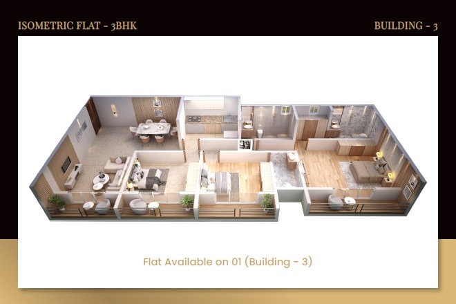 Floor plan of 3 BHK 850 Sq. Ft. Apartment in AL Mantasha The Heavens Palace Phase III, Thane