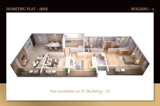 3 BHK 850 Sq. Ft. Apartment