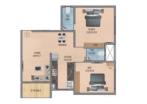 Amber Bliss 2 BHK Layout