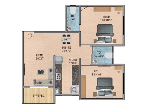 Amber Bliss 2 BHK Layout