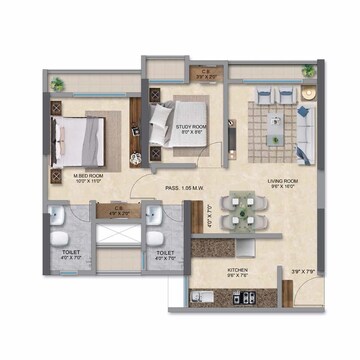  2 BHK Apartment at Anant Metropolis Insignia Towers, Kasarvadavali – for Rent