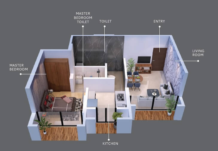 1 BHK 391 Sq. Ft. Apartment