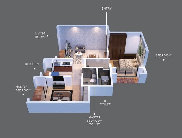 2 BHK 495 Sq. Ft. Apartment